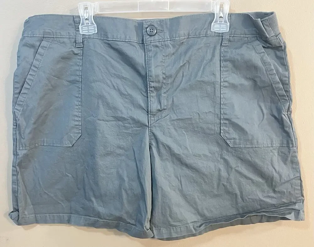 Lee Womens 22M Cargo Shorts Forest Green 98% Cotton Stretch Waist Plus EUC